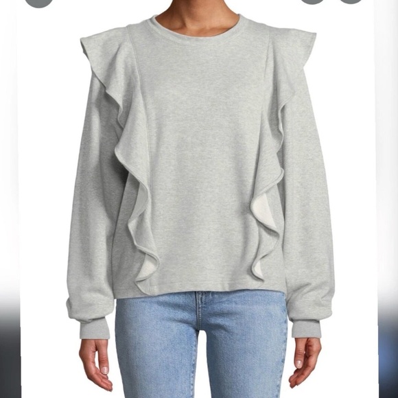 A.L.C. $295 Light Gray Ruffle Sweatshirt - Picture 2 of 6